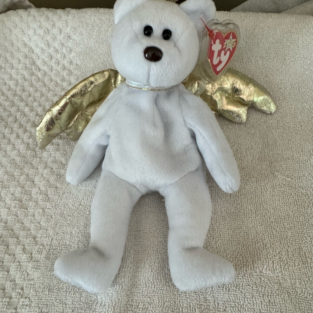 Ty Plush Bear with Gold Wings